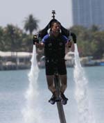 Futuristic water-powered jet pack