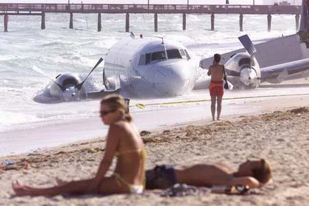 Aeroplane on beach