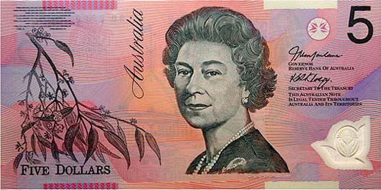 A colourful five dollar Australian note