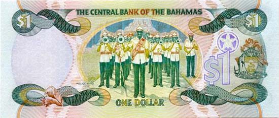 A Bahamian one dollar note