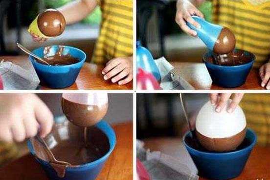 Make Chocolate Ice-cream Cups Using Balloons 01