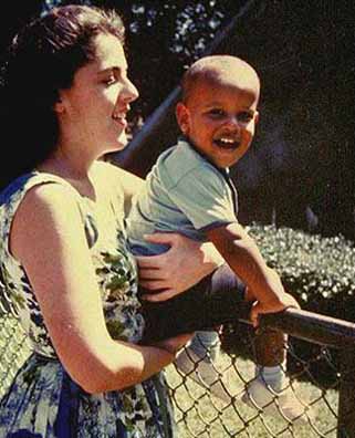 Barack Obama with his mother Ann Dunham